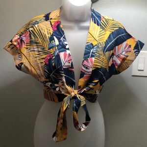 Set of 2 Tropical Tie Tops Size Med (Yellow/Red)